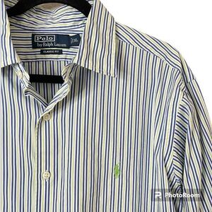 Polo Ralph Lauren GREEN/BLUE/WHITE STRIPED Classic Fit  Button Down Shirts